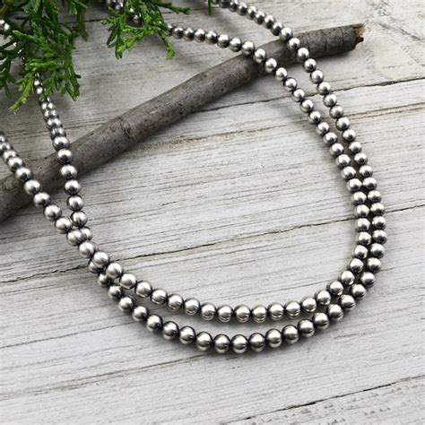 5mm Sterling Silver Navajo Pearl Necklace Boho Oxidized Beads Etsy