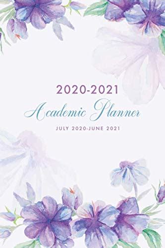 Academic Planner 2020 2021 Purple Flower Watercolor Cover Design