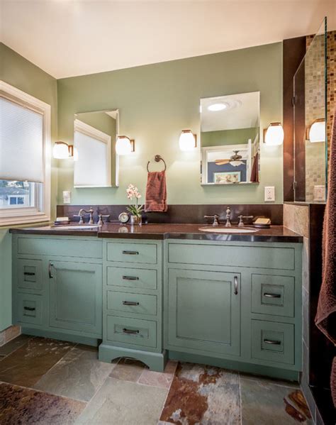 Maybe you would like to learn more about one of these? Master Bath with Green Painted Cabinets - Craftsman ...