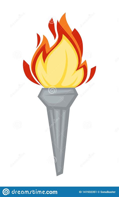 Torch Greek Symbol Olympic Games Attribute Fire Or Flame Stock Vector
