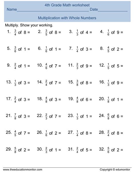 4th Grade Multiplication Worksheets Free Worksheet 4th Grade 4th