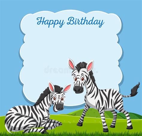 Zebra On Happy Birthday Card Stock Vector Illustration Of Zebra Cute