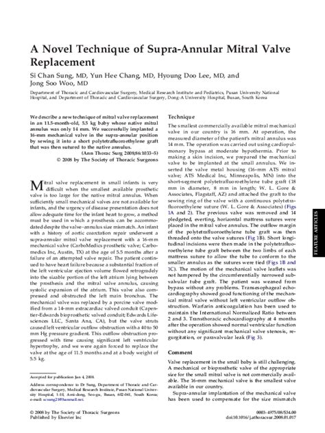 Pdf A Novel Technique Of Supra Annular Mitral Valve Replacement Yun