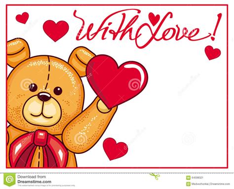Teddy Bear Mignon Tenant Les Coeurs Rouges Illustration Stock
