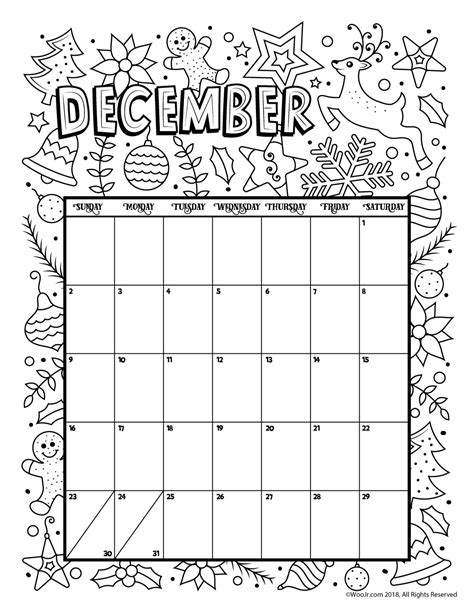 Printable Coloring Calendar