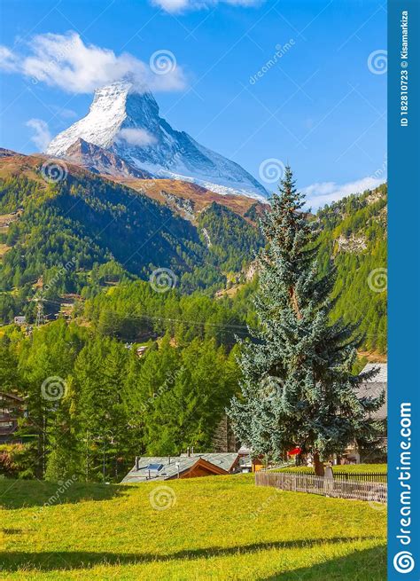 Matterhorn And Zermatt Alpine Village Switzerland Stock Image Image