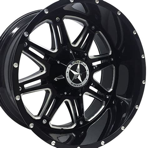 22×12 Gloss Black And Milled Outlaw Wheels 4 6 Lug F150