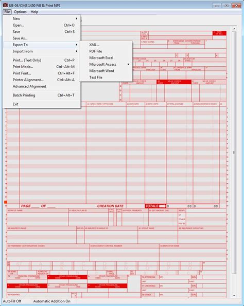 Ub 04 Cms 1450 Fill And Print Medical Insurance Form Software