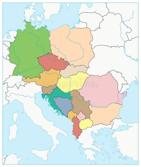Central Europe Political Map No Text Stock Vector Illustration Of