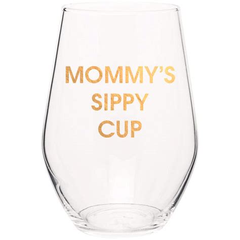 Mommys Sippy Cup Gold Foil Stemless Wine Glass Slight Imperfection