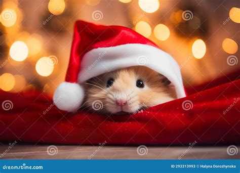 A Cute Hamster In A Santa Claus Hat Stock Illustration Illustration