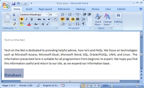 Ms Word 2007 Right Align Text