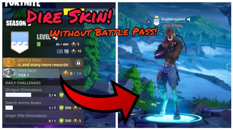 The battle pass is a way you can earn over 100 exclusive rewards like skins, pickaxes, emotes and more if you are able to reach tier 100. How To Get DIRE Skin For Free Without Battle Pass (New ...