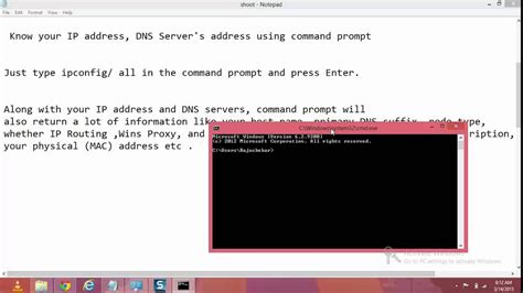 How To Know Your Ip Address Dns Servers Address Using Command Prompt