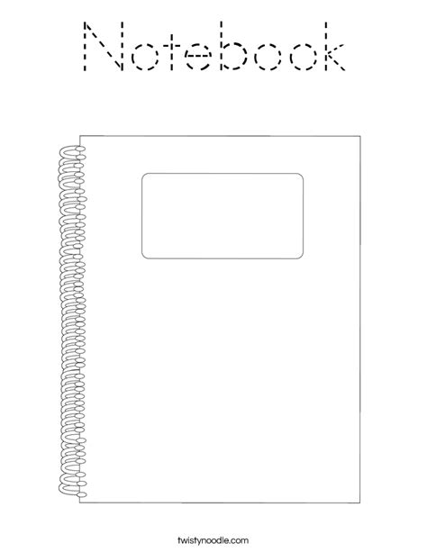 Notebook Coloring Page - Tracing - Twisty Noodle