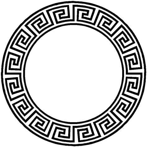 An Ancient Greek Circle Ornament In Black And White