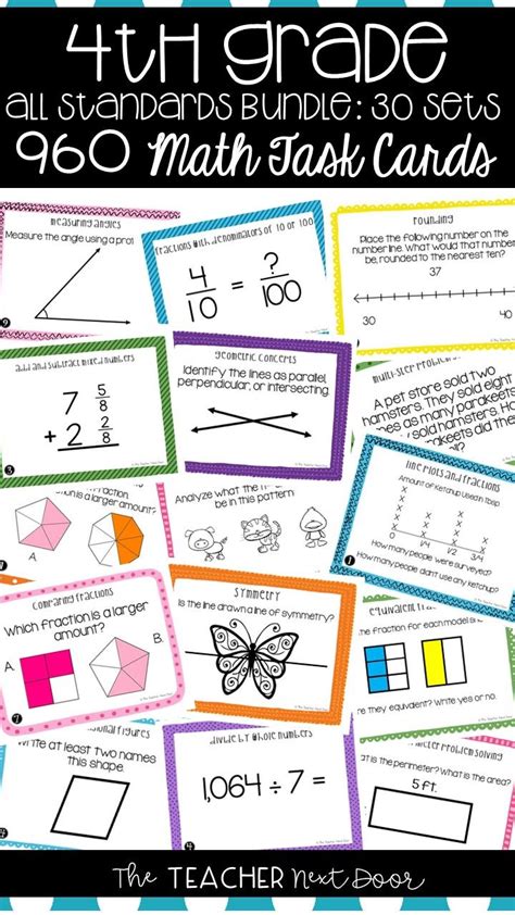 4th Grade Math Task Cards Mega Bundle Math Centers For 4th Grade