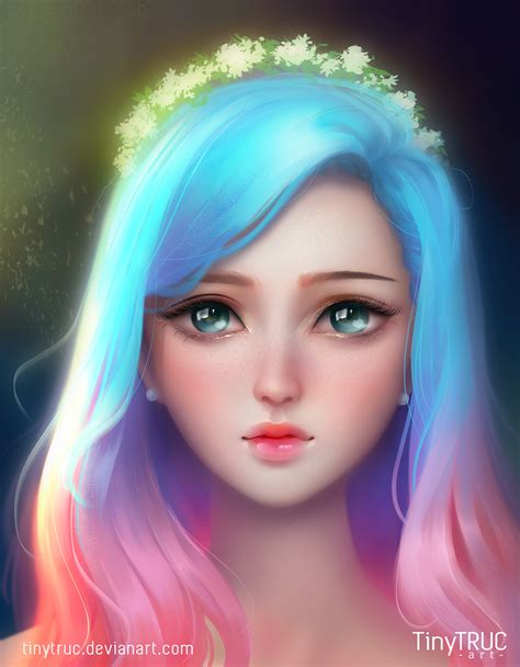 Rainbow Beauty By Tinytruc On Deviantart Digital Art Girl Anime Art