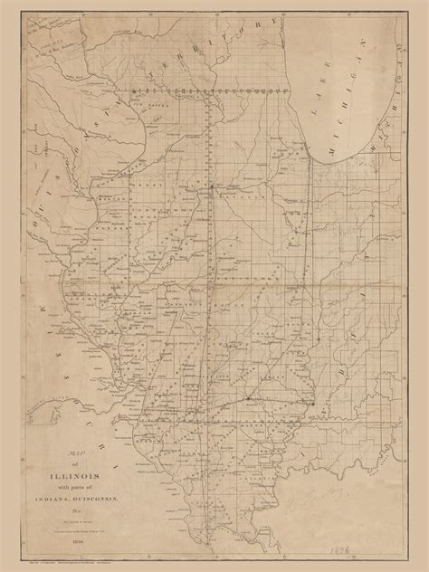 Illinois 1836 Congress Old State Map Reprint Old Maps