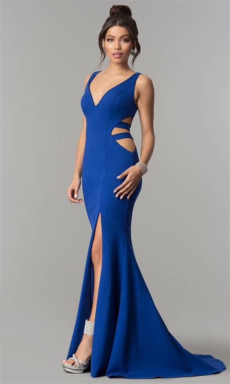 Cut-Out-Sides Long Mermaid Prom Dress with Train