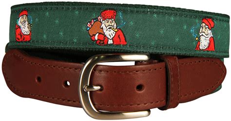 Santa Claus Leather Tab Beltleather Tab Beltsartist Designed Ribbon