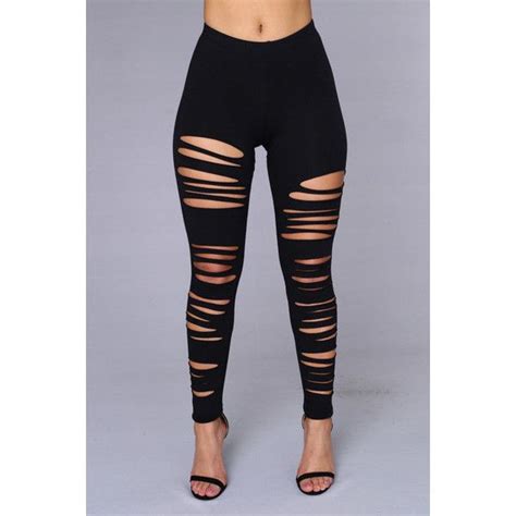Black Ripped Leggings Liked On Polyvore Featuring Pants Leggings Ripped Leggings Ripped
