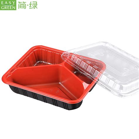 Disposable Plastic Bento Lunch Box For Microwavable Pp With 3 Compartment
