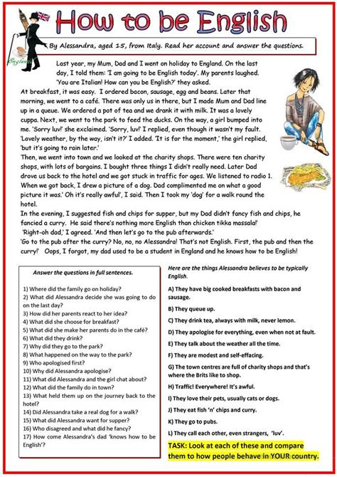 Reading Comprehension A2 Worksheet