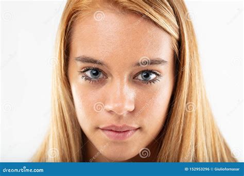 Attractive Young Girl Staring Intently At Camera Stock Photo Image Of