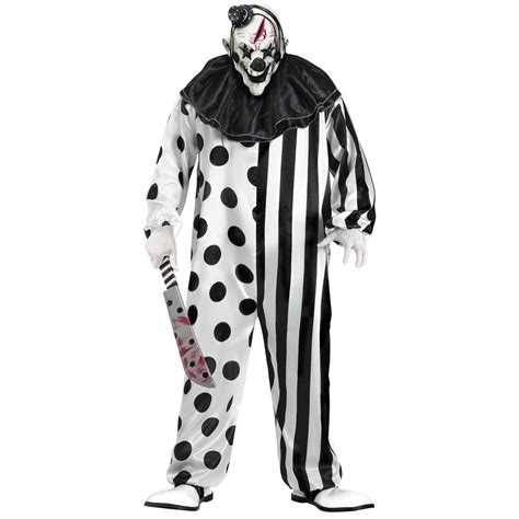 Adult Black And White Killer Clown Costume Std