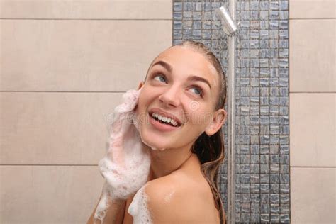 Beautiful Young Woman Taking Shower Stock Image Image Of Lady Girl