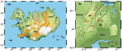 4 A Map Of Major Tectonic Features In Iceland The Orange Shaded