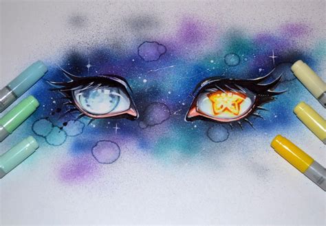 Moon And Stars By Lighane Eye Drawing Copic Art Cool Drawings