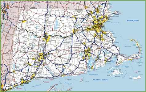 Rhode Island State Road Map Glossy Poster Picture Photo Banner Etsy