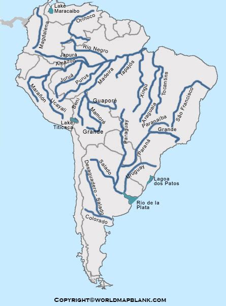 South America Rivers Map Map Of South America Rivers