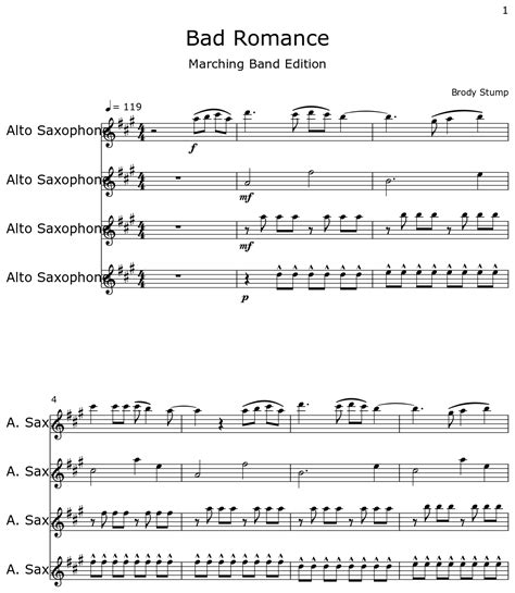 Bad Romance Sheet Music For Alto Saxophone