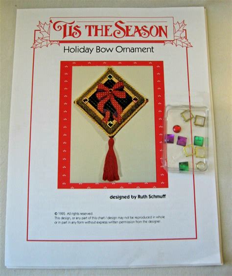Charted Needlepoint Pattern Holiday Bow Ornament Tis The Season Ruth
