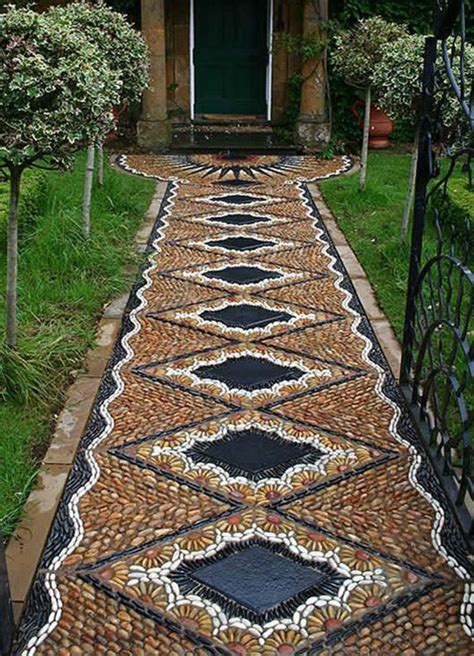 Pebble Mosaic Design Ideas 30 Mosaic Walkway Mosaic Garden Garden