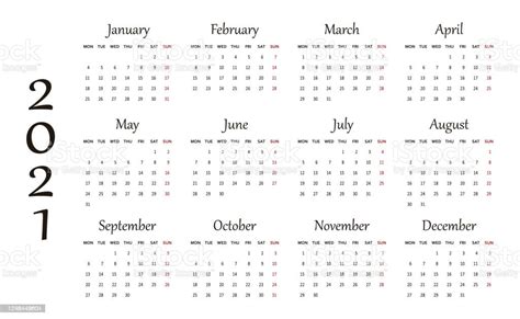 Calendar For 2021 Year Stock Illustration Download Image Now Istock