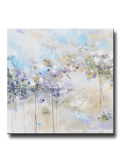 Original Art Abstract Painting Blue White Grey Lavender