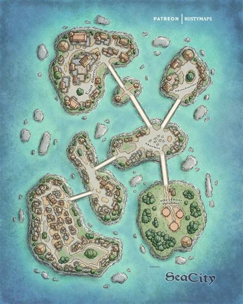 Seacity By Rustymaps 12x15 Dndmaps In 2021 Fantasy Map Dnd Dnd