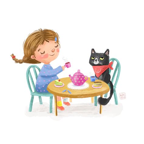 Little Girl And Cat Character On Behance