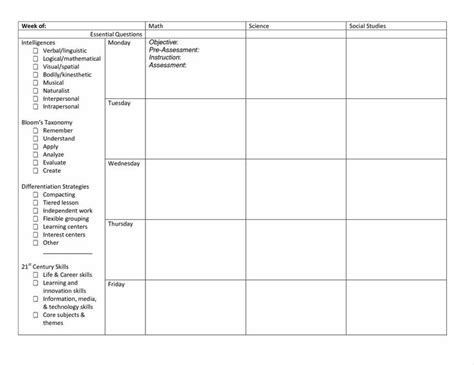 Differentiated Lesson Plan Template