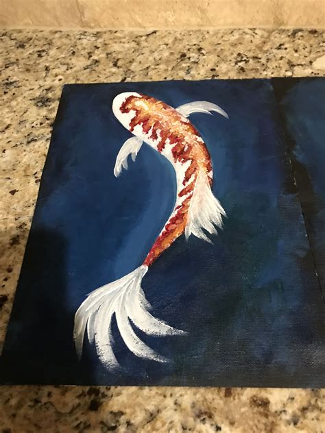 Acrylic Koi Fish Painting Cherie Koi Painting Canvas Art Painting