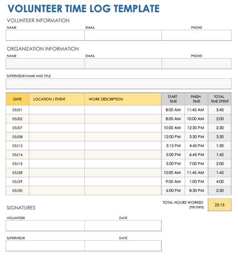Free Time Log Spreadsheets And Templates Smartsheet