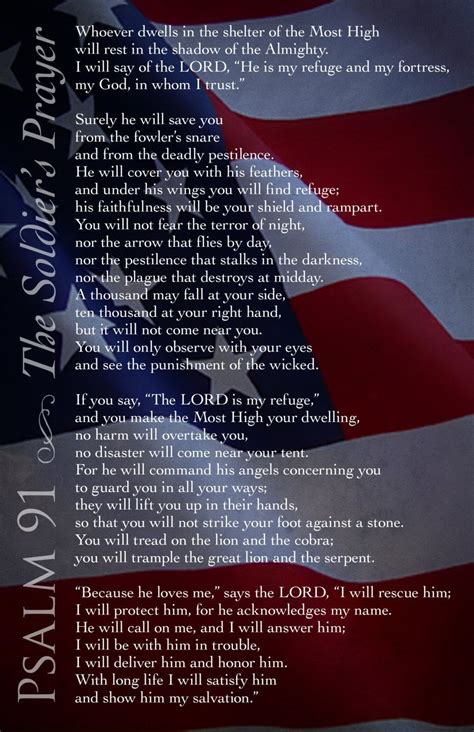Soldiers Prayer Psalm 91 Military Prayer Printable Digital Art