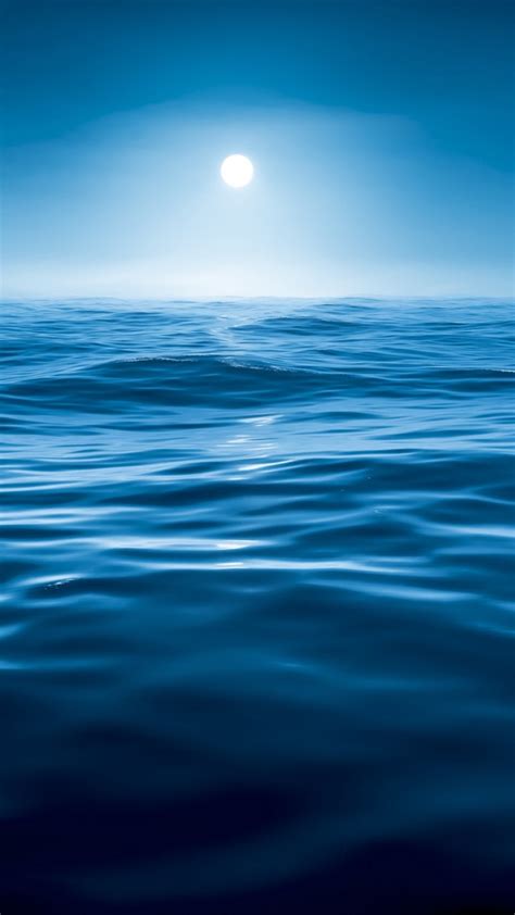 Free Download Blue Sea Water Night 720 X 1280 Water 720x1280 Wallpaper