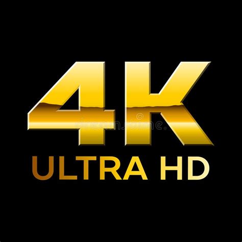 4k Ultra Hd Format Logo With Shiny Chrome Letters Stock Vector
