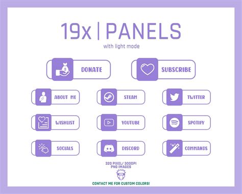 19x Purple Cute Twitch Panels Pack Simple Panels Pack Etsy
