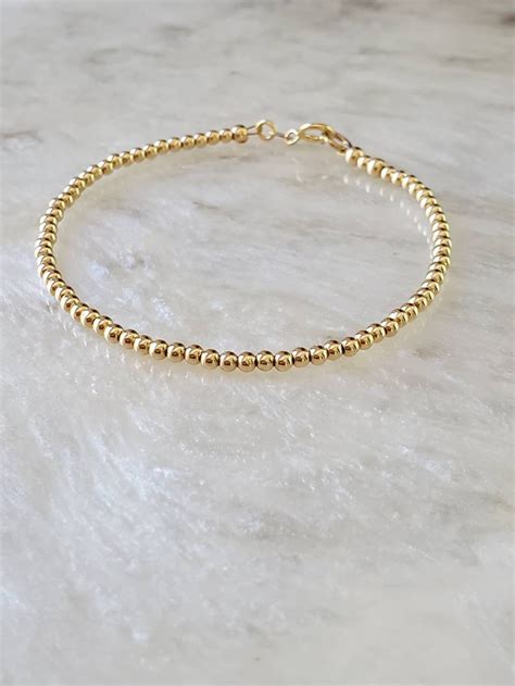 14k Gold Filled Beaded Bracelet Gold Filled Clasp Fitted Etsy